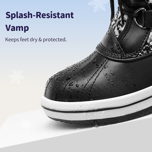Kids Faux Fur Winter Snow Boots - BLACK WHITE - 1
